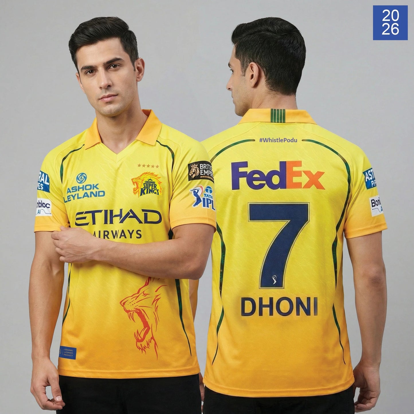 CUSTOM- CSK Dhoni  IPL Jersey(Indian made)